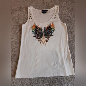 Preowned Harley-Davidson‎ white Tank with bling size 1w